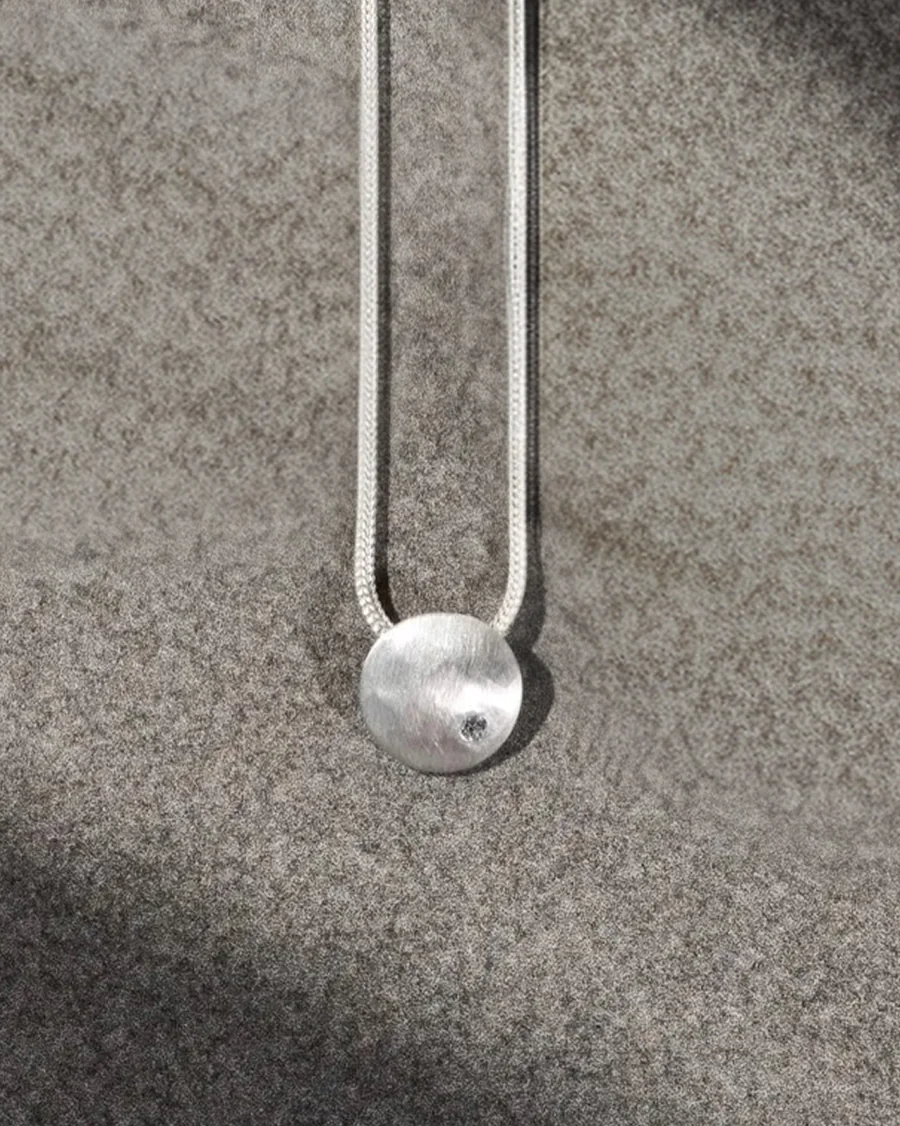 Silberanhänger, Silber, Brillant, geschmiedet