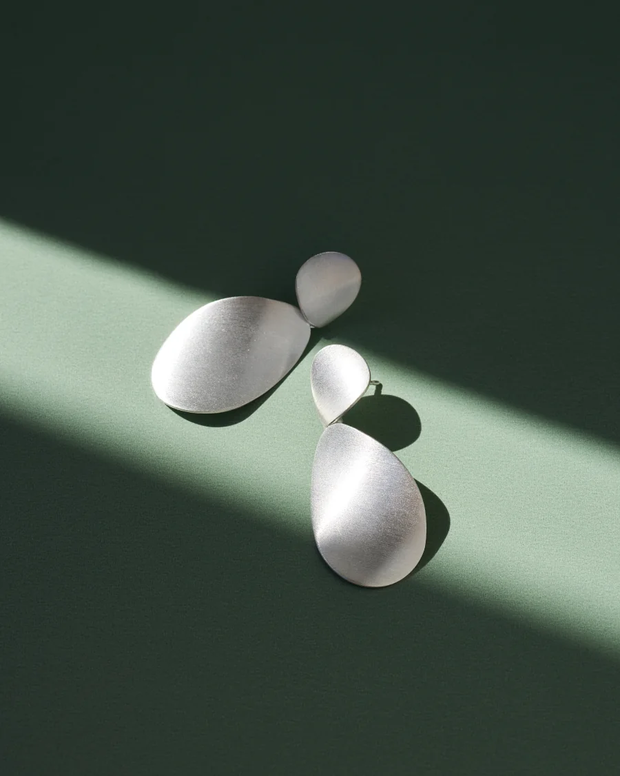 Silberohrringe, Silber, mattiert