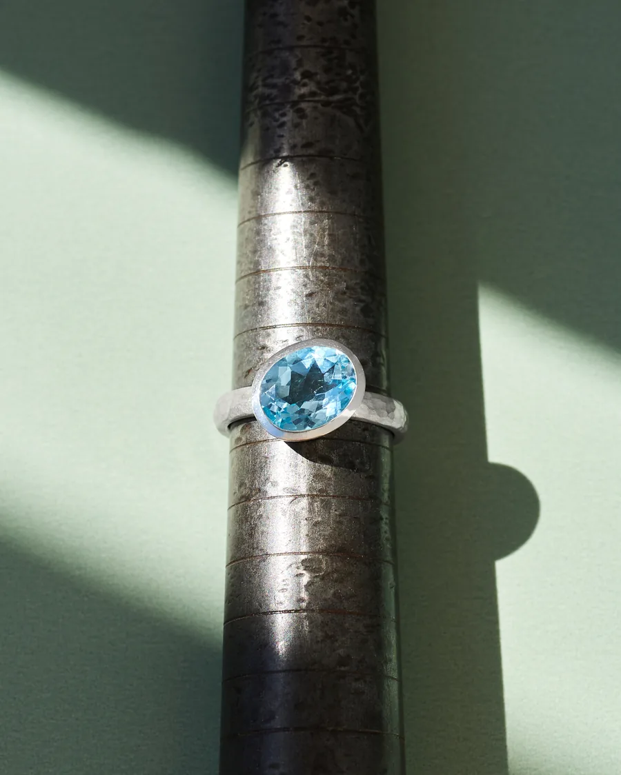Silberring, Silber, Topas, geschmiedet