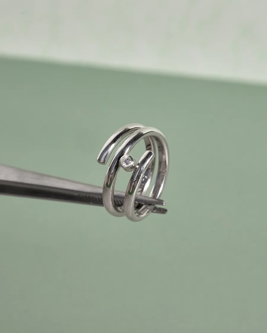 Spiralring, Silber, Brillant